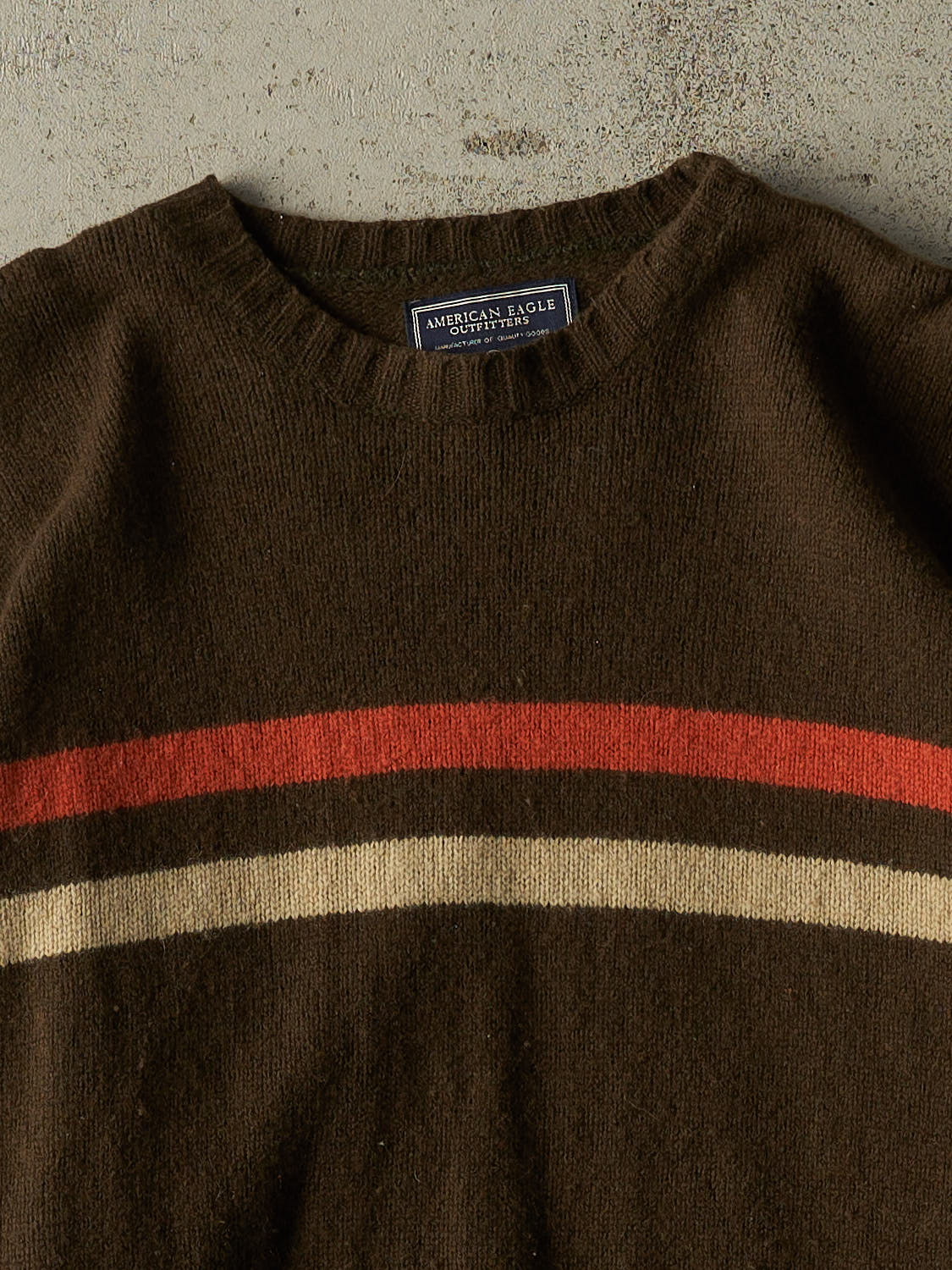 Vintage 90s Brown American Eagle Striped Knit (L/XL)