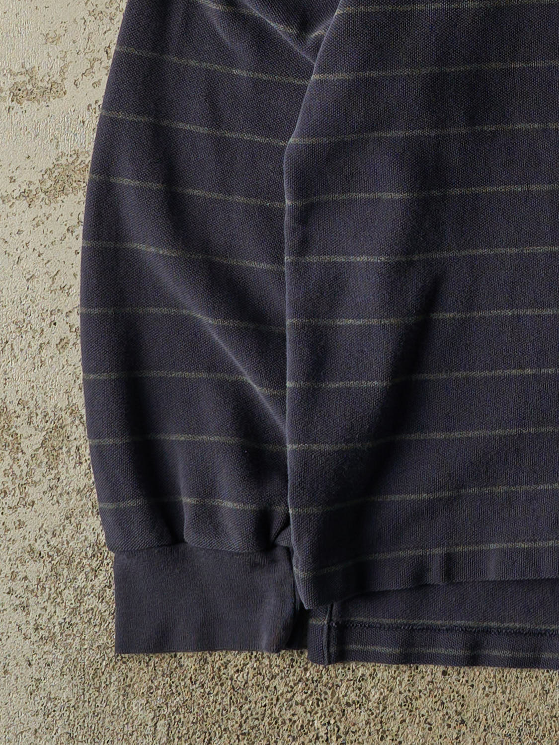 Vintage 90s Navy Blue Polo Striped Quarter Button Long Sleeve (L)