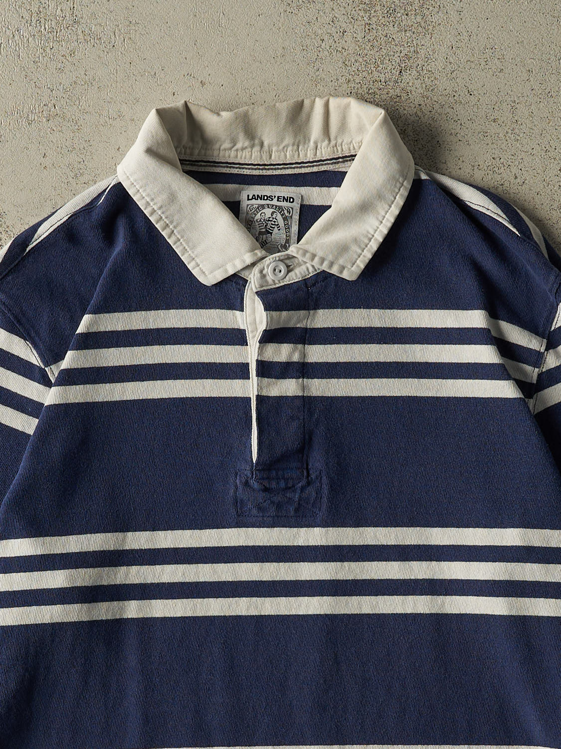 Vintage 90s Navy Blue Rugby Quarter Button Long Sleeve (L)