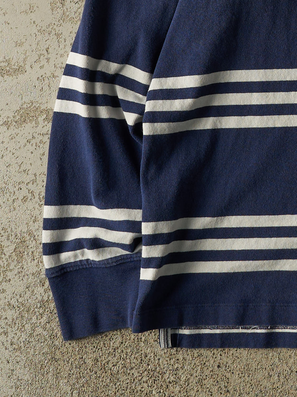Vintage 90s Navy Blue Rugby Quarter Button Long Sleeve (L)