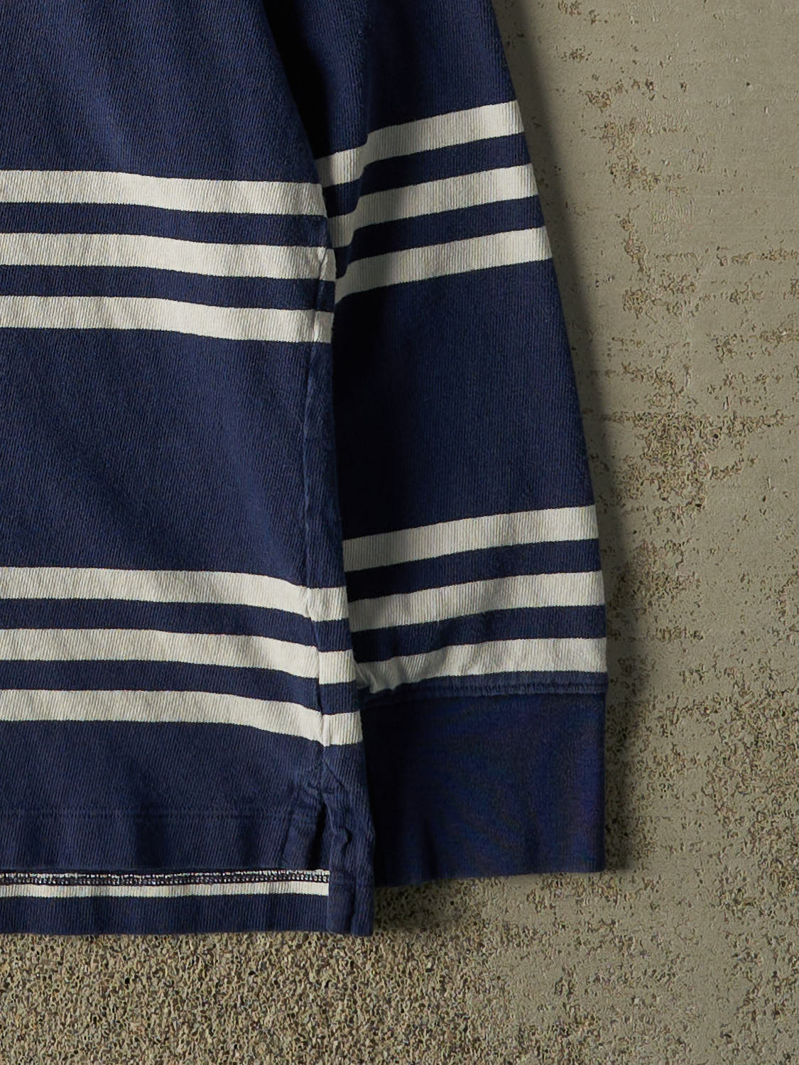 Vintage 90s Navy Blue Rugby Quarter Button Long Sleeve (L)