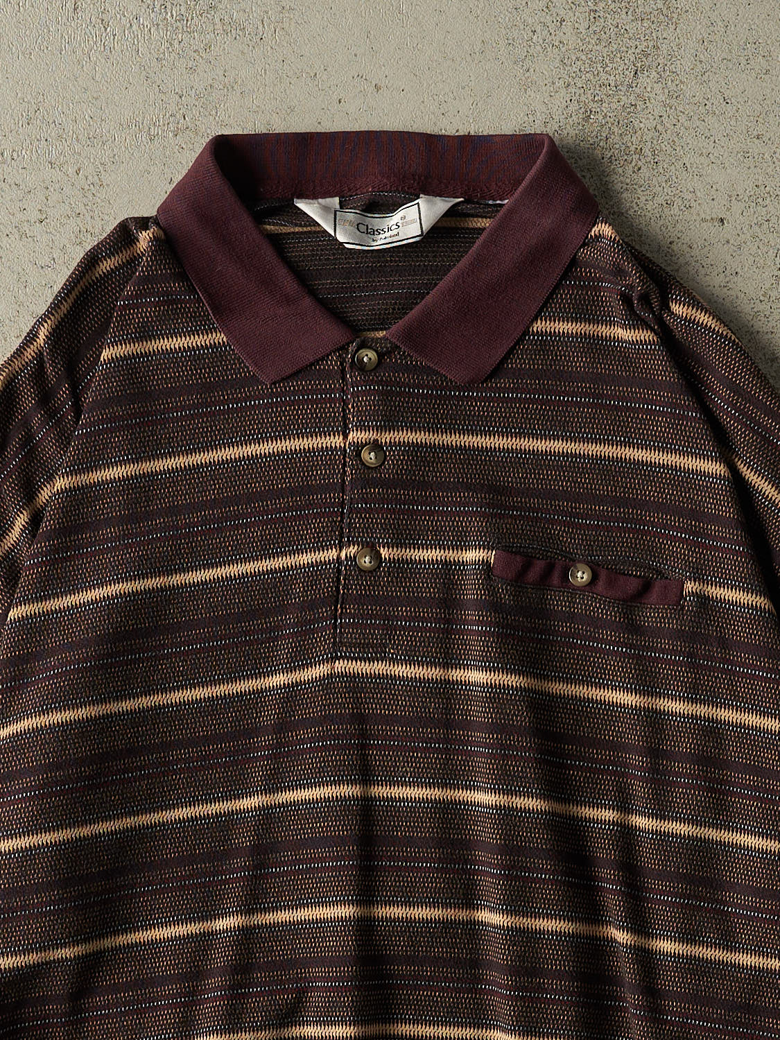Vintage 90s Burgundy Quarter Button Long Sleeve (XL/XXL)