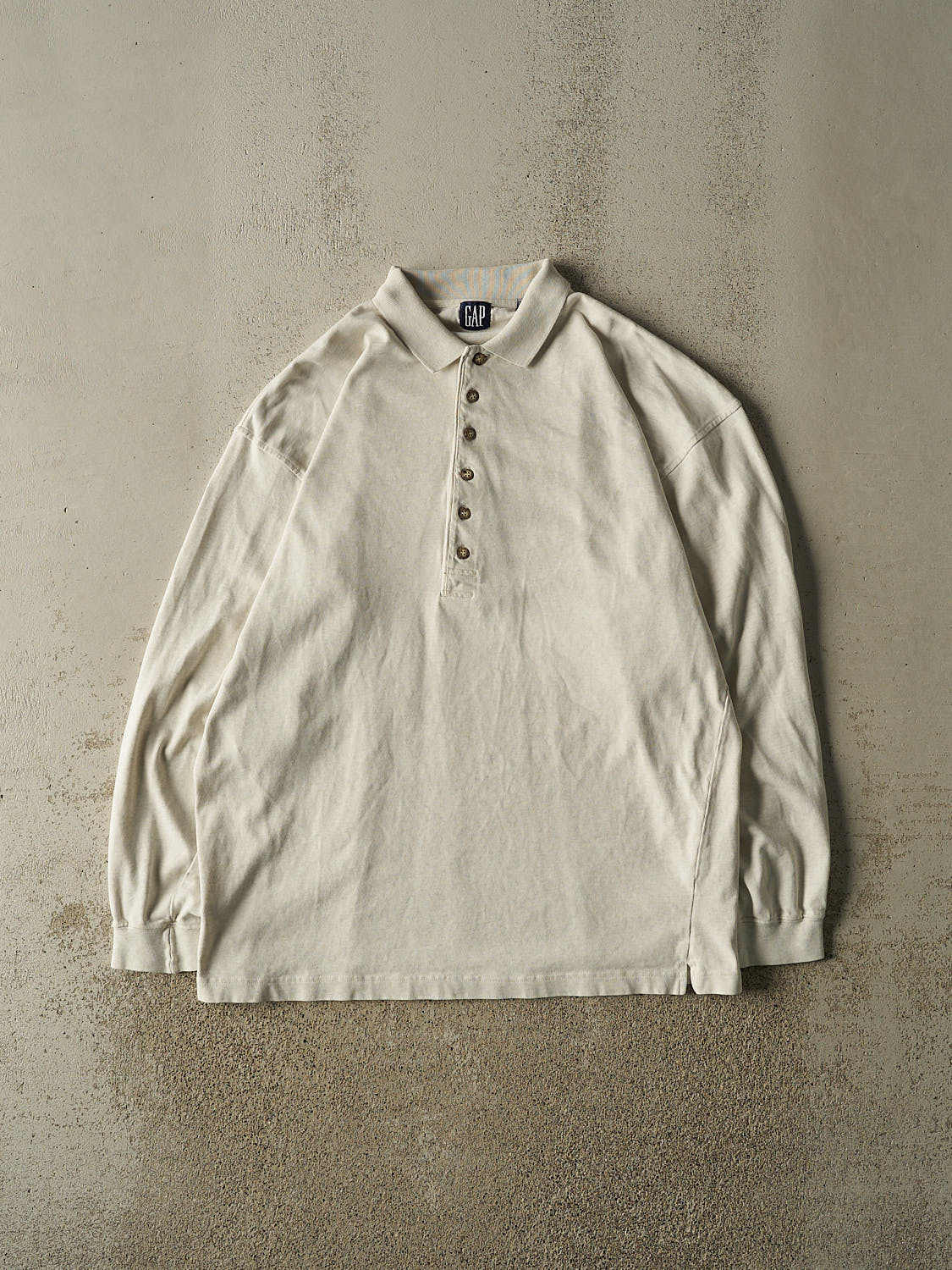 Vintage 90s Heather Grey Gap Quarter Button Long Sleeve (XL/XXL)