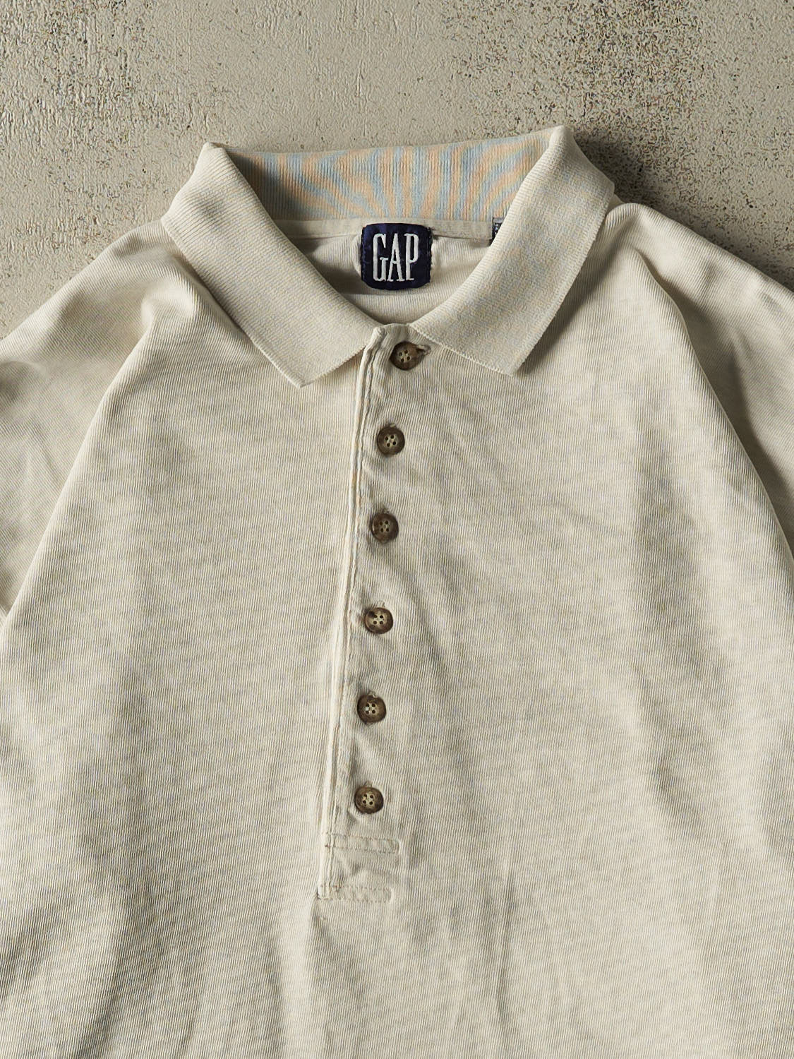 Vintage 90s Heather Grey Gap Quarter Button Long Sleeve (XL/XXL)