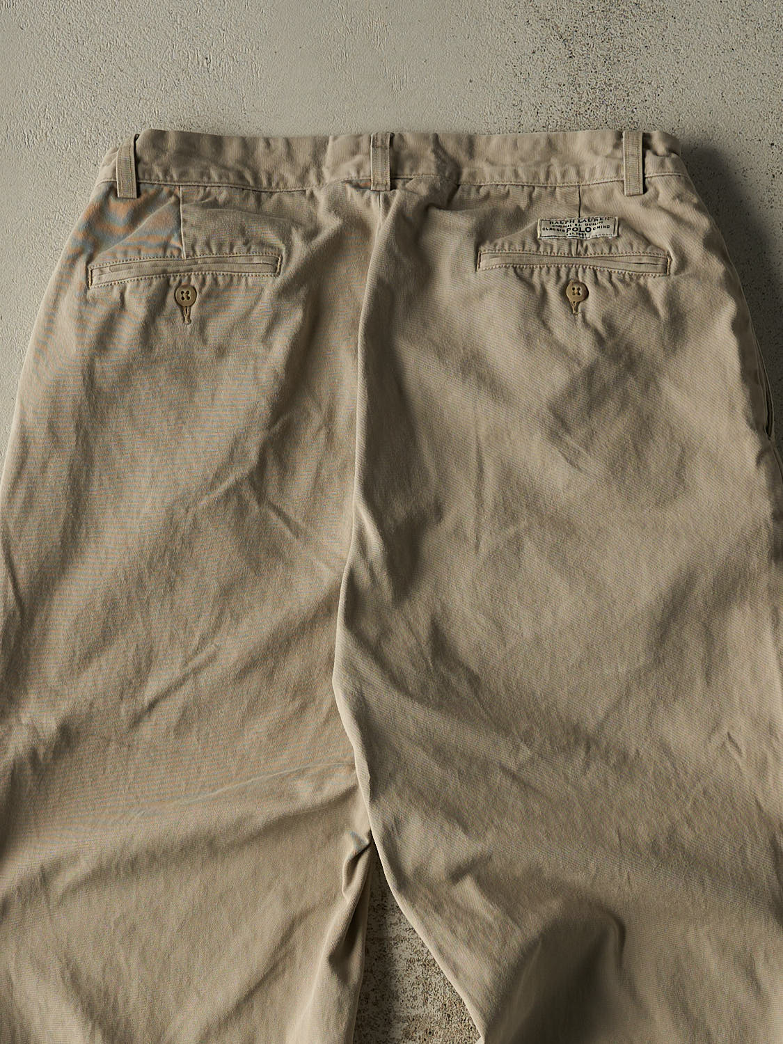 Vintage 90s Beige Polo Pleated Chino Pants (33x31)