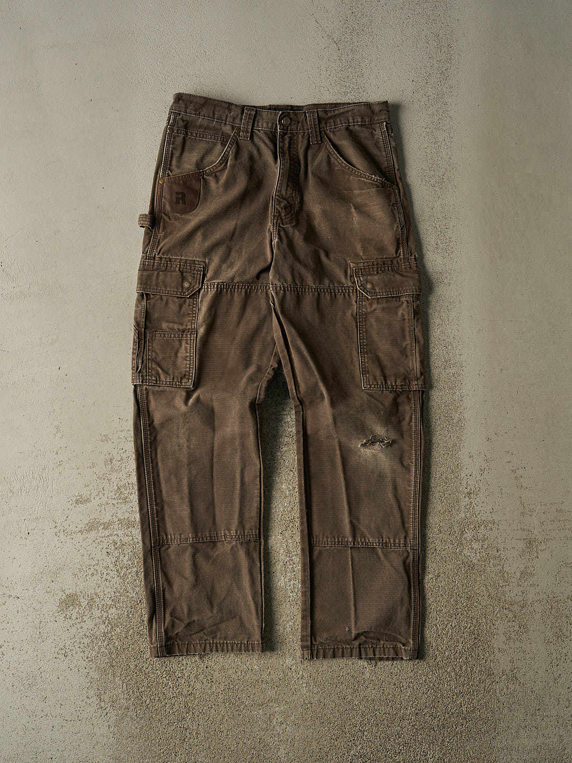 Vintage 90s Brown Wrangler Riggs Ripstop Double Knee Cargo Pants (32x31)