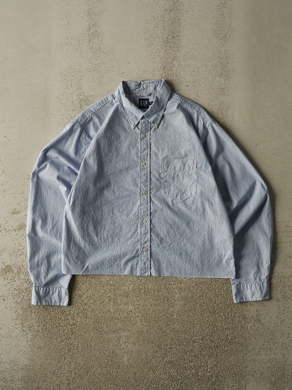 Vintage 90s Blue Gap Cropped Button Up Long Sleeve (S/M)