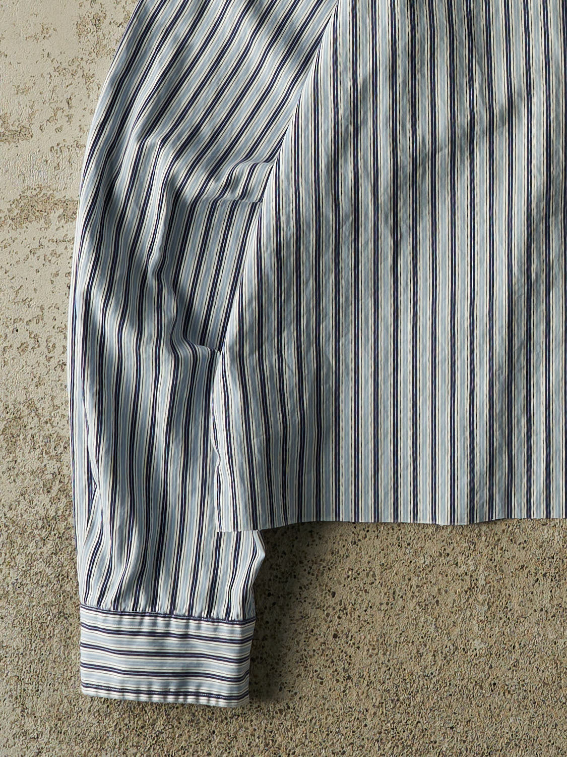 Vintage 90s Blue Polo Striped Cropped Button Up Long Sleeve (L)