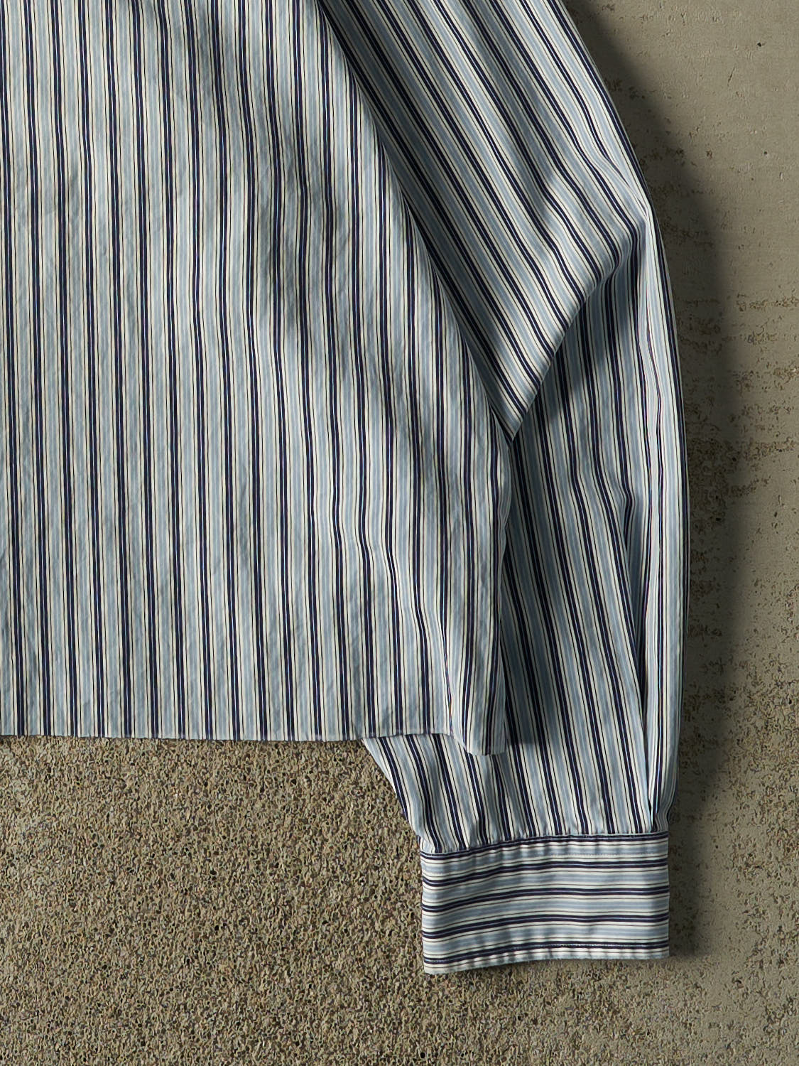 Vintage 90s Blue Polo Striped Cropped Button Up Long Sleeve (L)