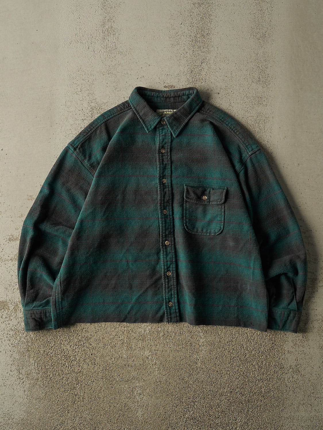 Vintage 90s Green Flannel Cropped Button Up Long Sleeve (M/L)