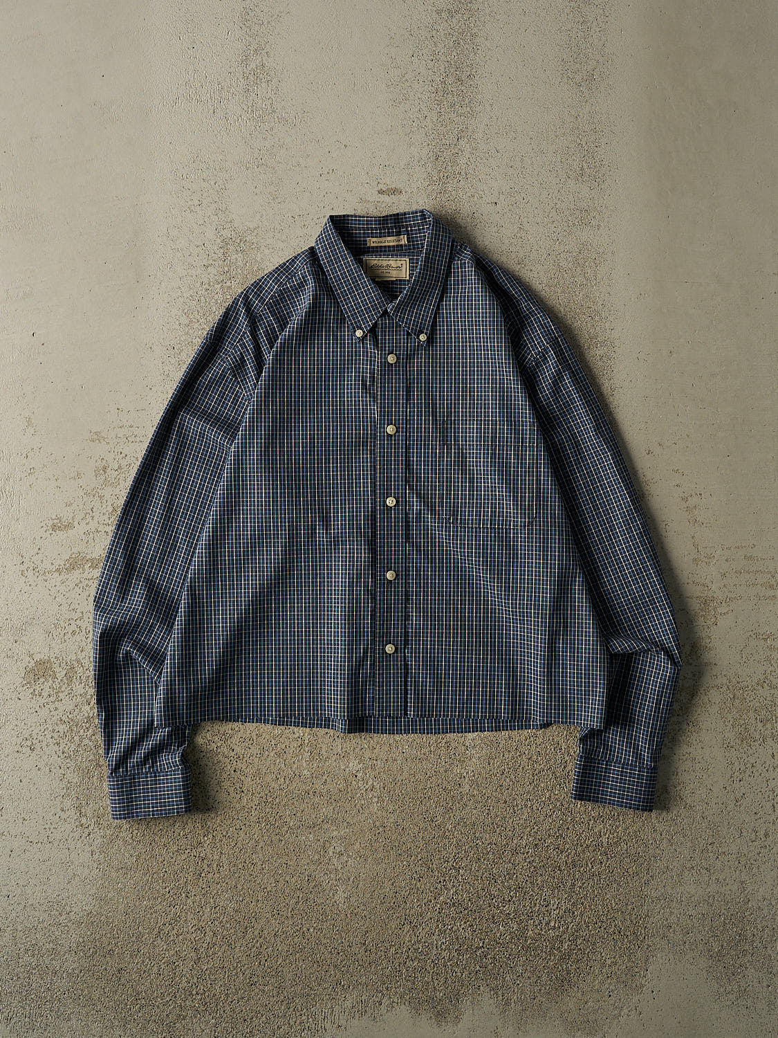 Vintage Y2K Blue Eddie Bauer Cropped Button Up Long Sleeve (S/M)