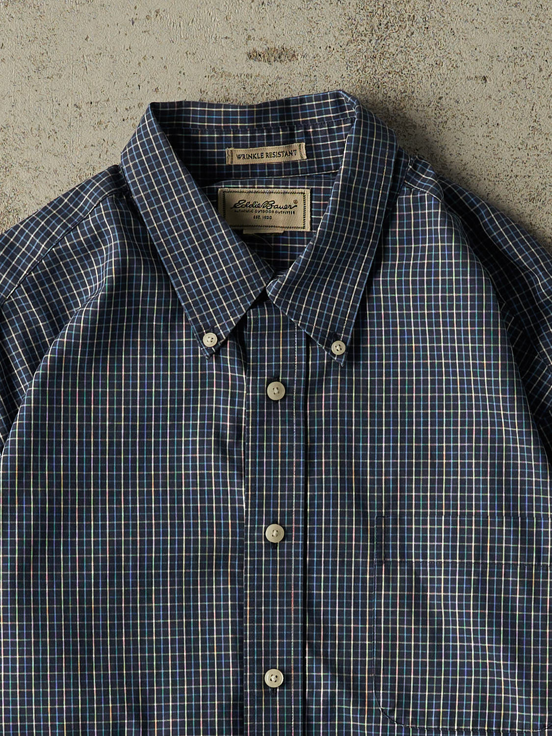 Vintage Y2K Blue Eddie Bauer Cropped Button Up Long Sleeve (S/M)