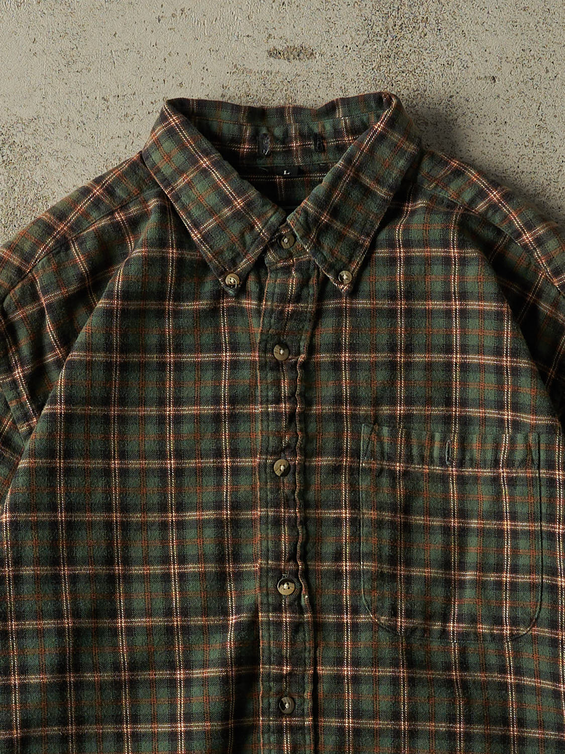 Vintage Y2K Green Flannel Cropped Button Up Long Sleeve (M)