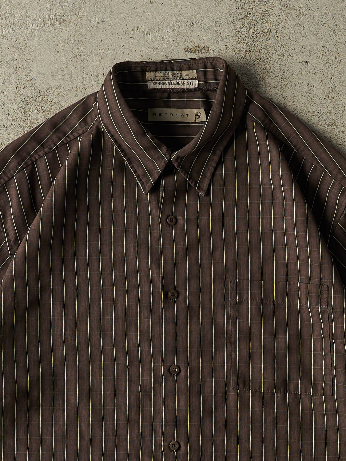 Vintage Y2K Brown Striped Cropped Button Up Tee (M)