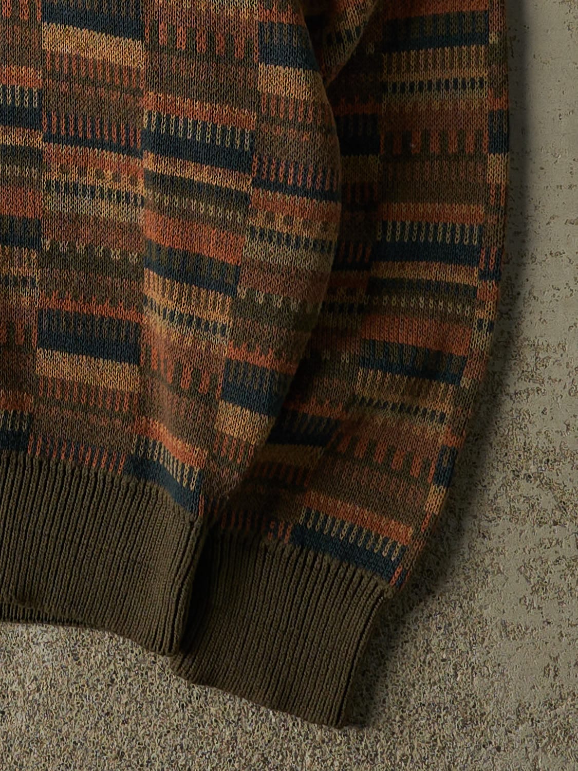 Vintage 80s Green Patterned Knit (L/XL)