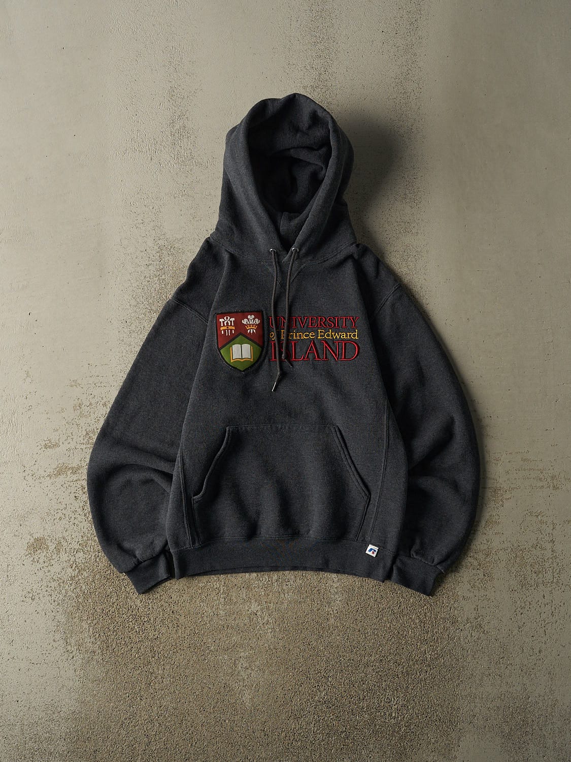Vintage Y2K Charcoal Grey Russell Athletic University of PEI Hoodie (S)