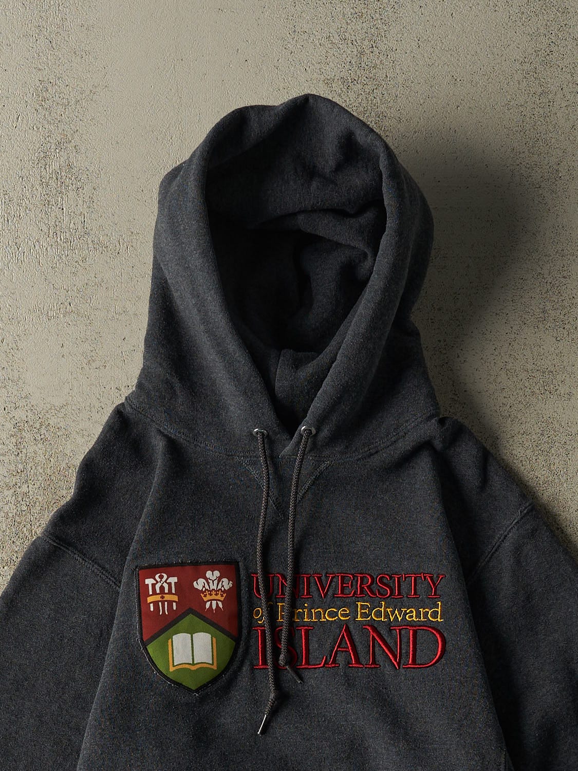 Vintage Y2K Charcoal Grey Russell Athletic University of PEI Hoodie (S)