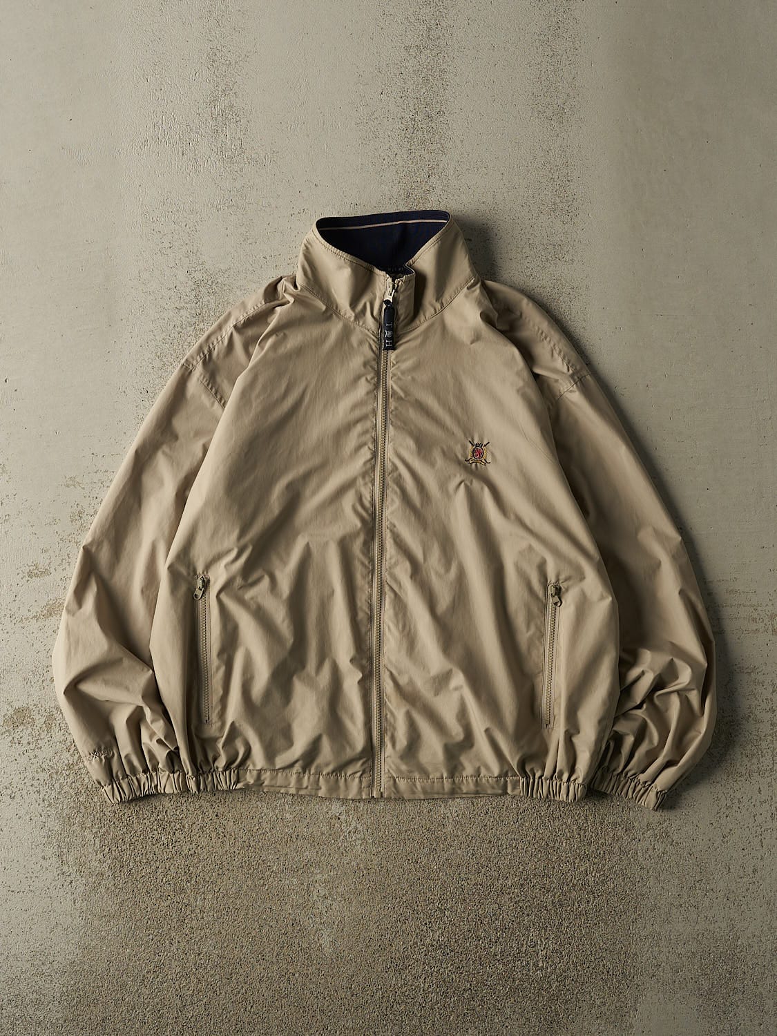 Vintage 90s Beige Tommy Hilfiger Golf Windbreaker Jacket (L/XL)