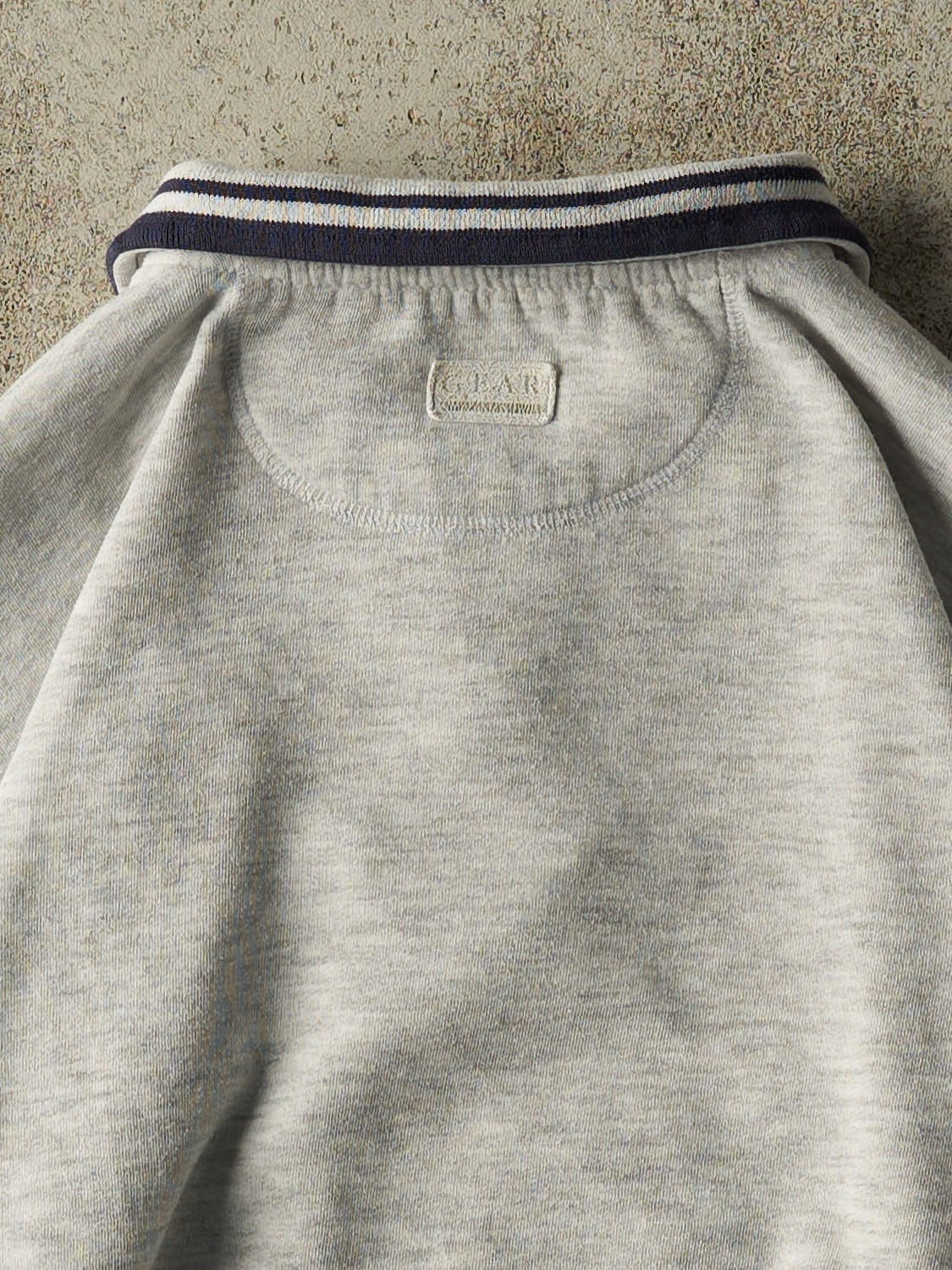 Vintage 90s Heather Grey Mickey Mouse Embroidered Quarter Zip Sweater (L)