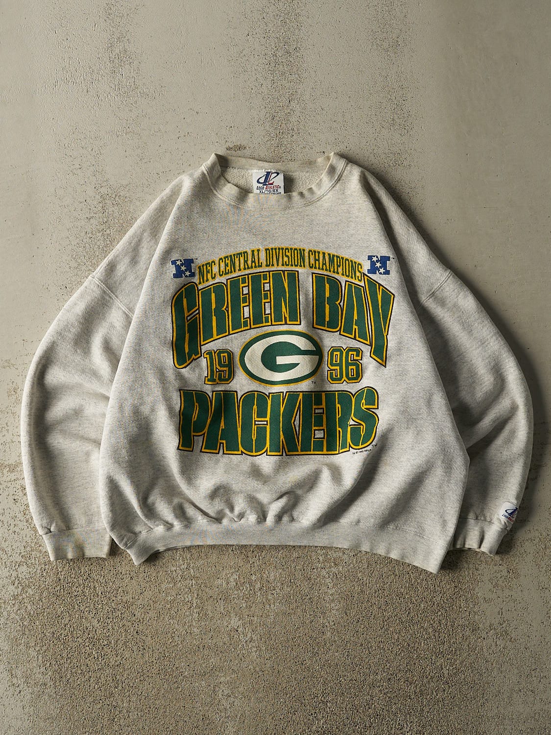 Vintage 96' Heather Grey Green Bay Packers NFC Champions Crewneck (M)