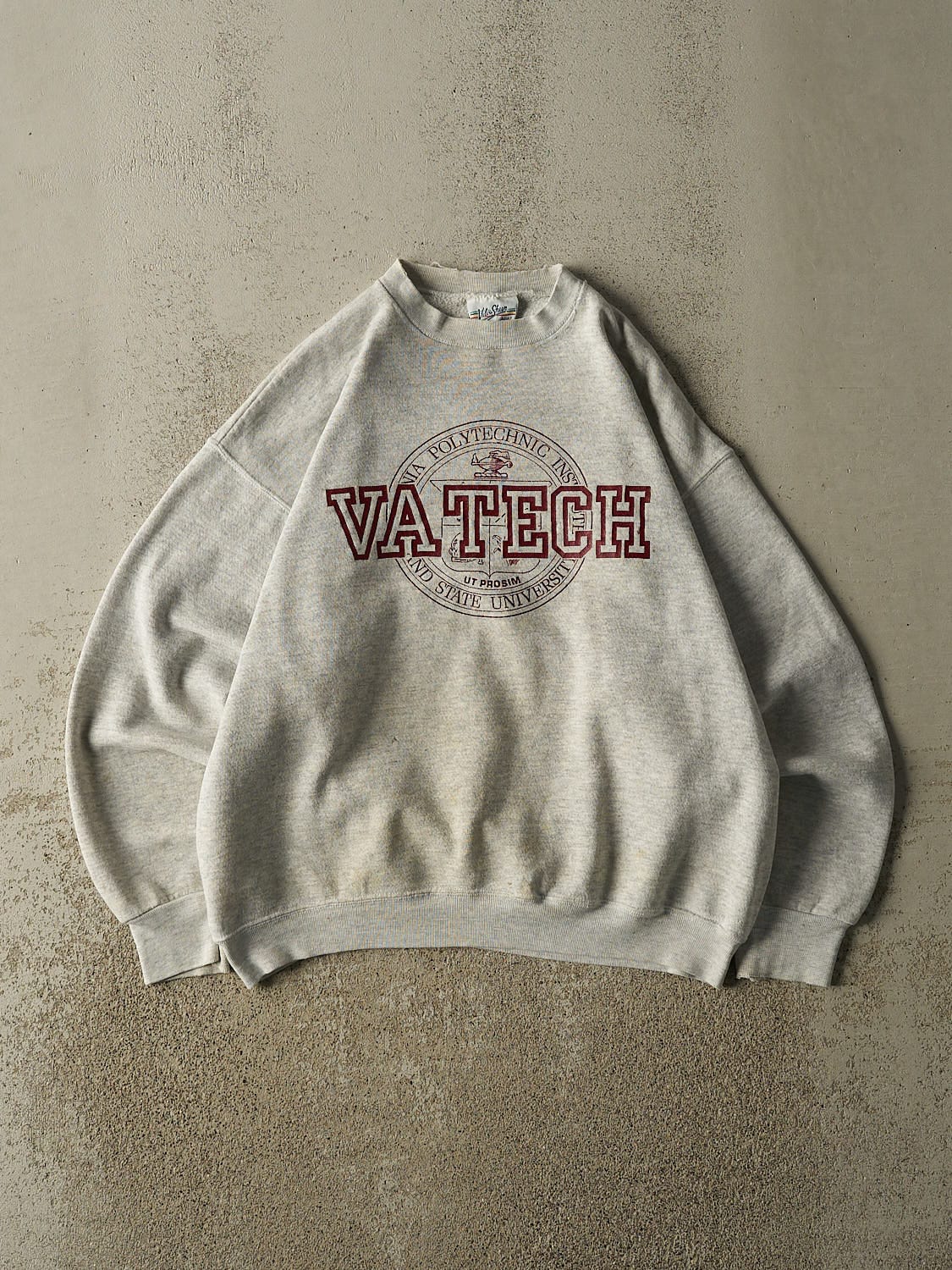 Vintage 80s Heather Grey Virginia Polytechnic Crewneck (M/L)