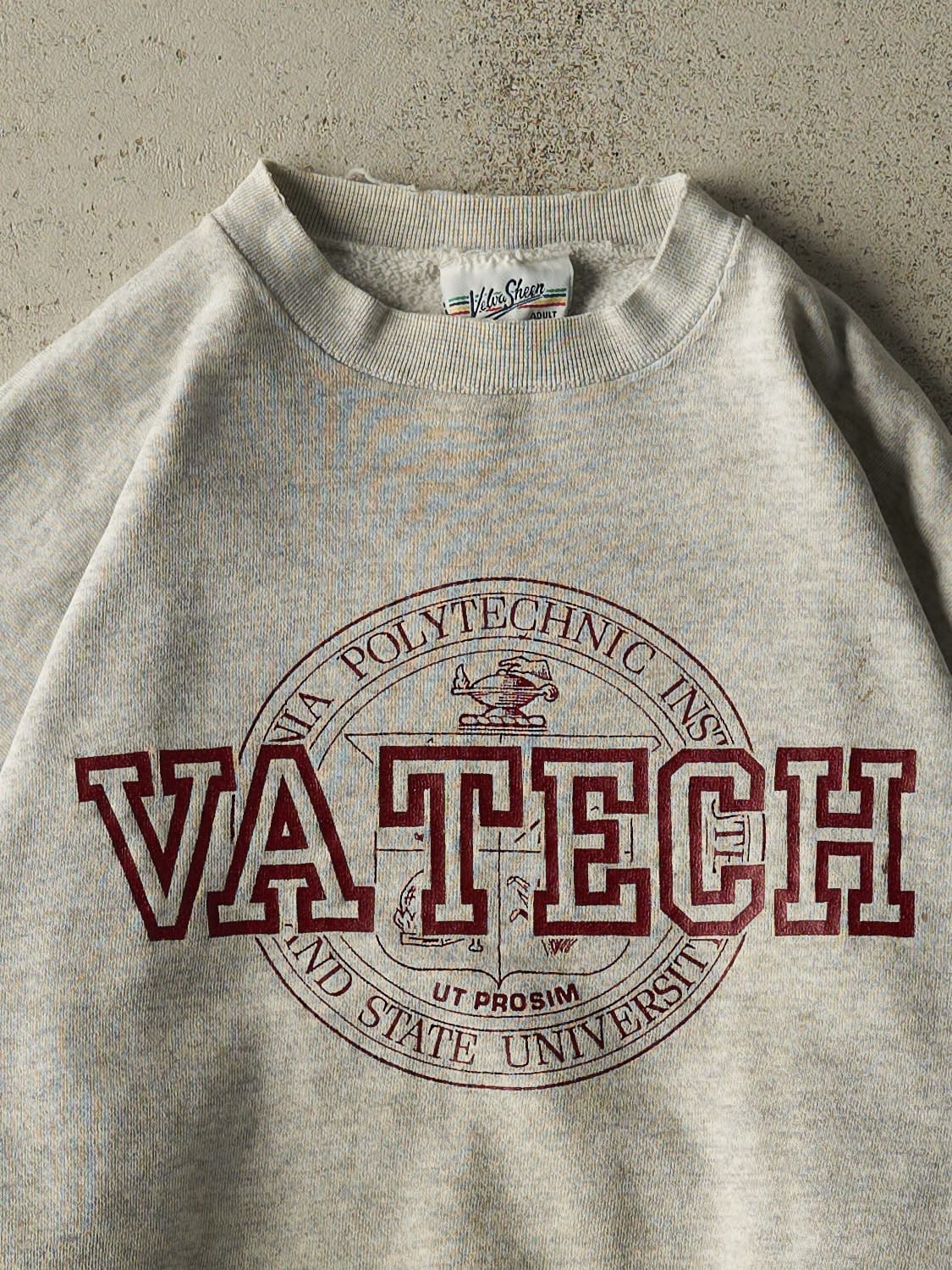 Vintage 80s Heather Grey Virginia Polytechnic Crewneck (M/L)