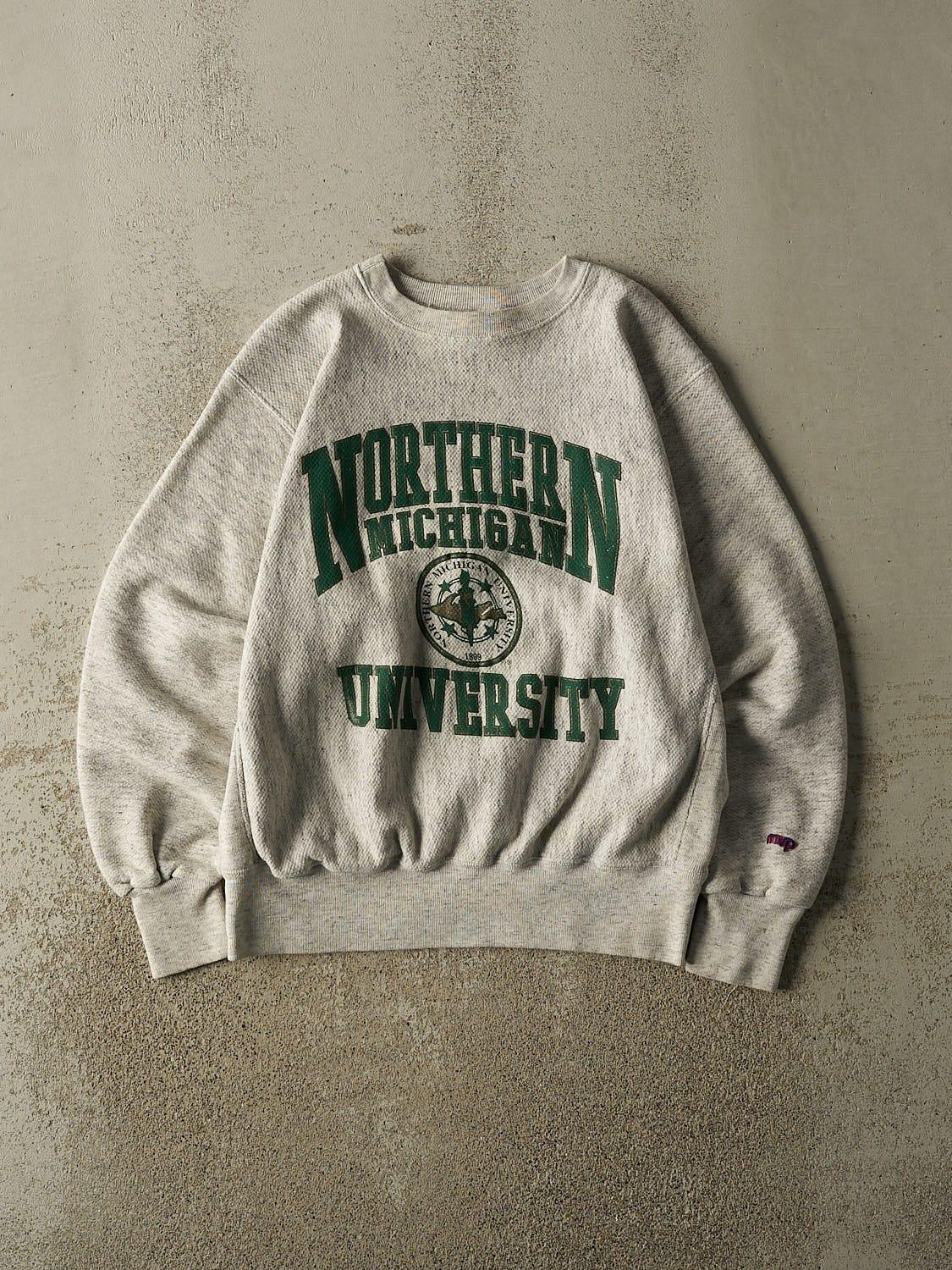 Vintage 80s Heather Grey Northern Michigan University Crewneck (M/L)