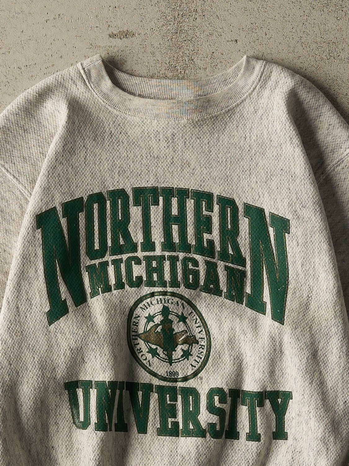 Vintage 80s Heather Grey Northern Michigan University Crewneck (M/L)