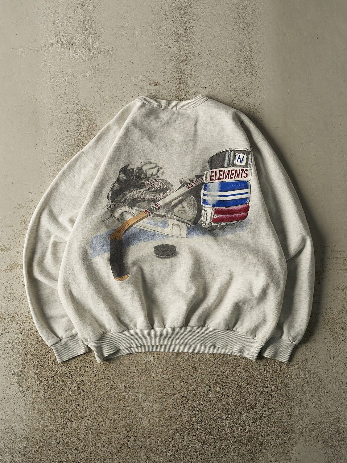 Vintage 90s Heather Grey Northern Elements Hockey Crewneck (L/XL)