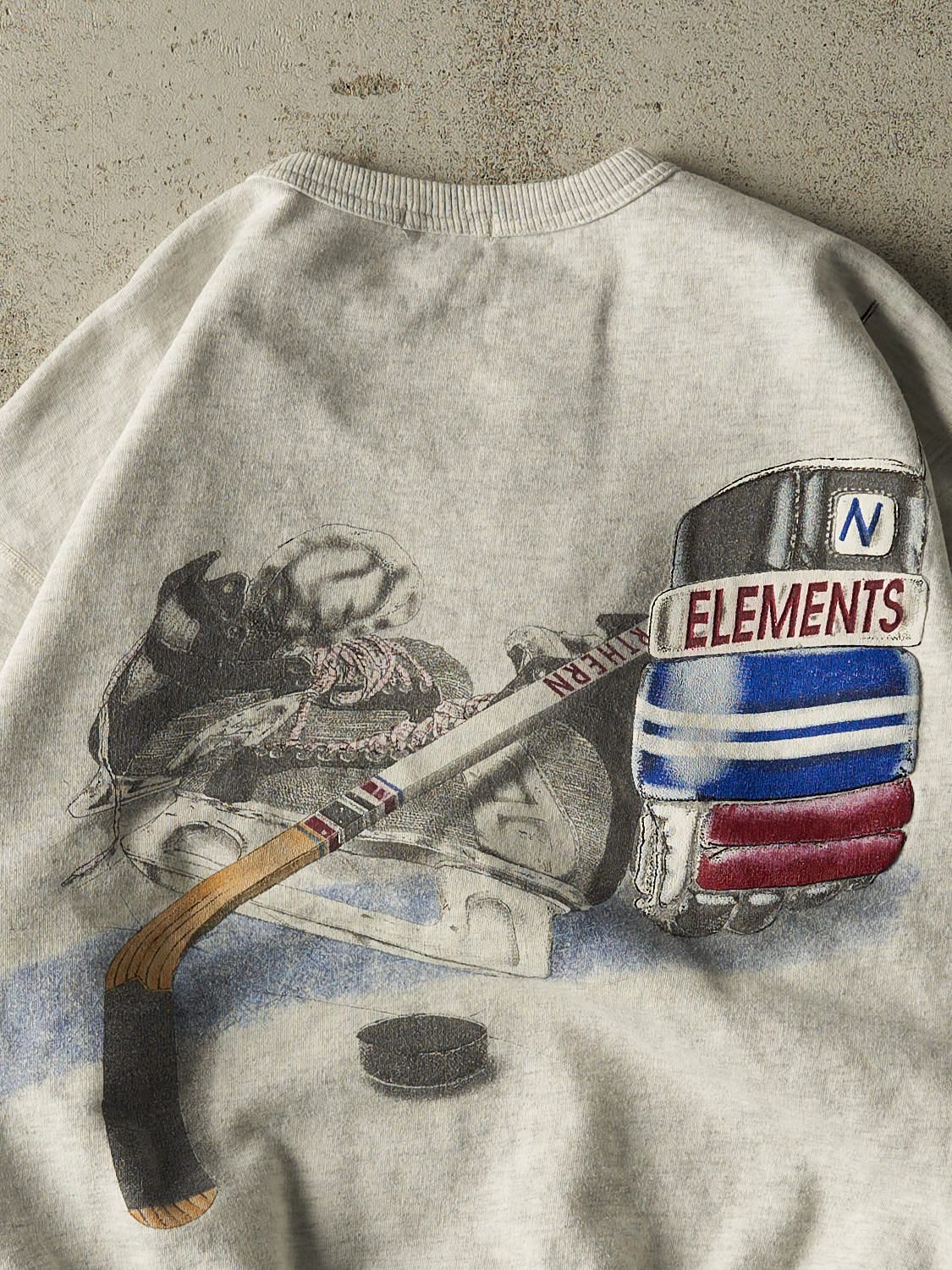 Vintage 90s Heather Grey Northern Elements Hockey Crewneck (L/XL)