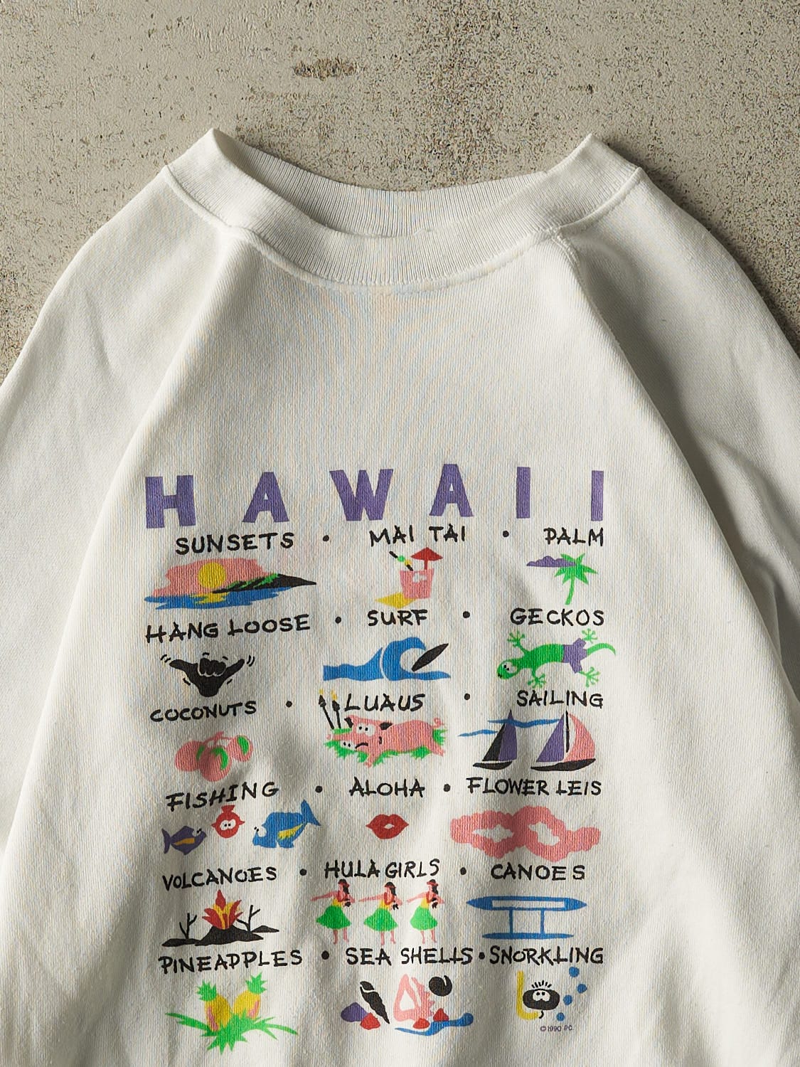 Vintage 90' White Hawaii Crewneck (XS/S)