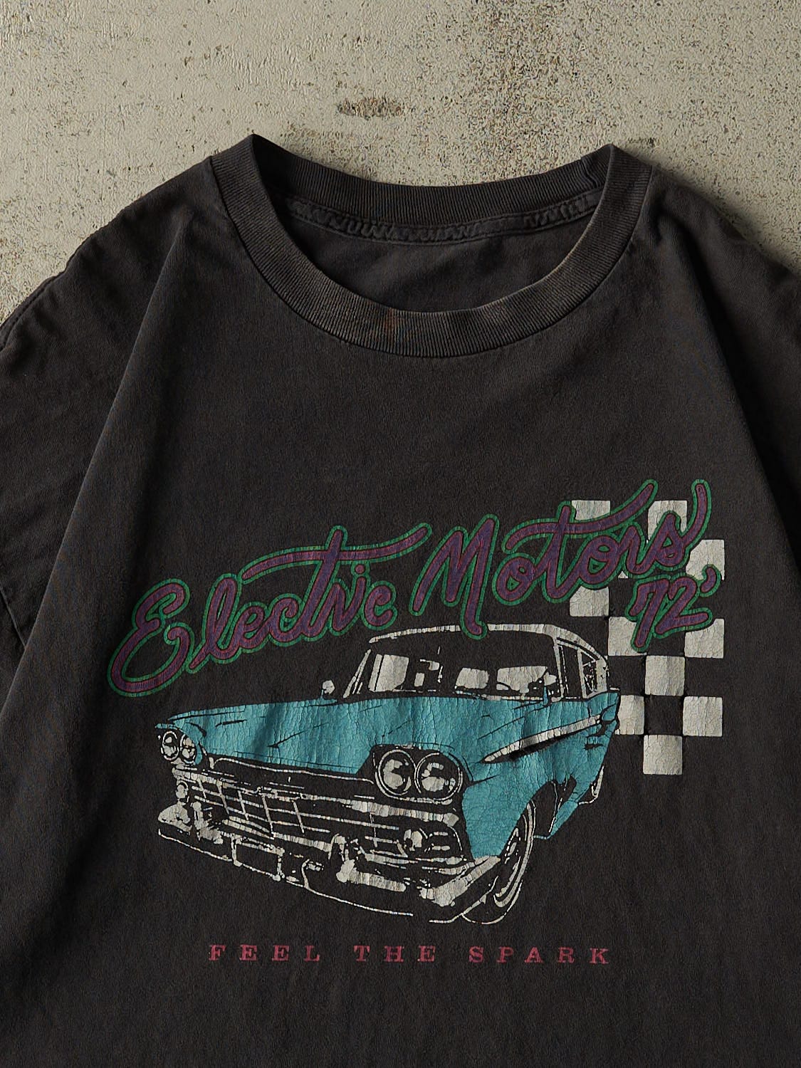Vintage 90s Faded Black Electric Motors Car Tee (L/XL)