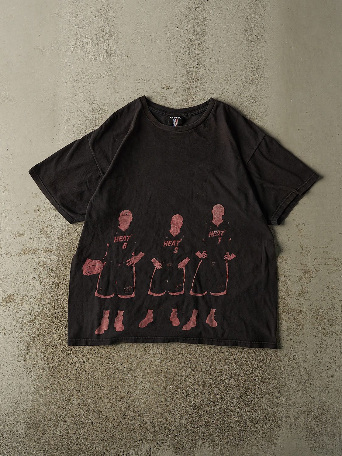 Vintage Y2K Faded Black Miami Heat Big 3 Tee (L/XL)