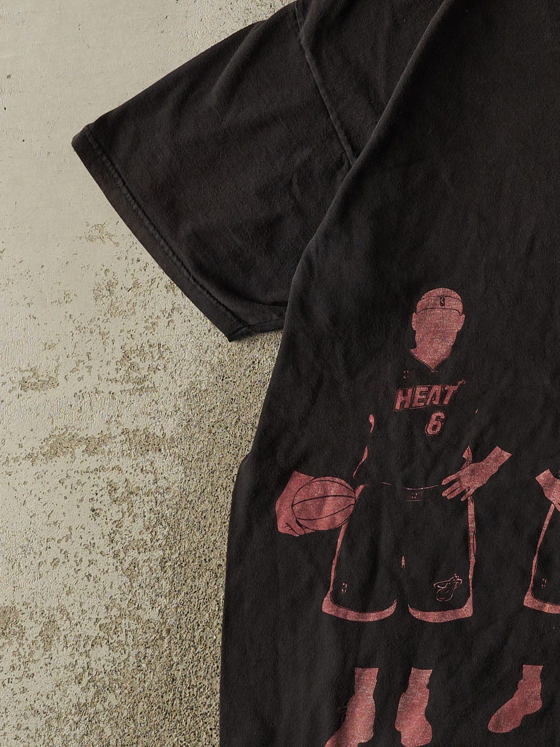 Vintage Y2K Faded Black Miami Heat Big 3 Tee (L/XL)