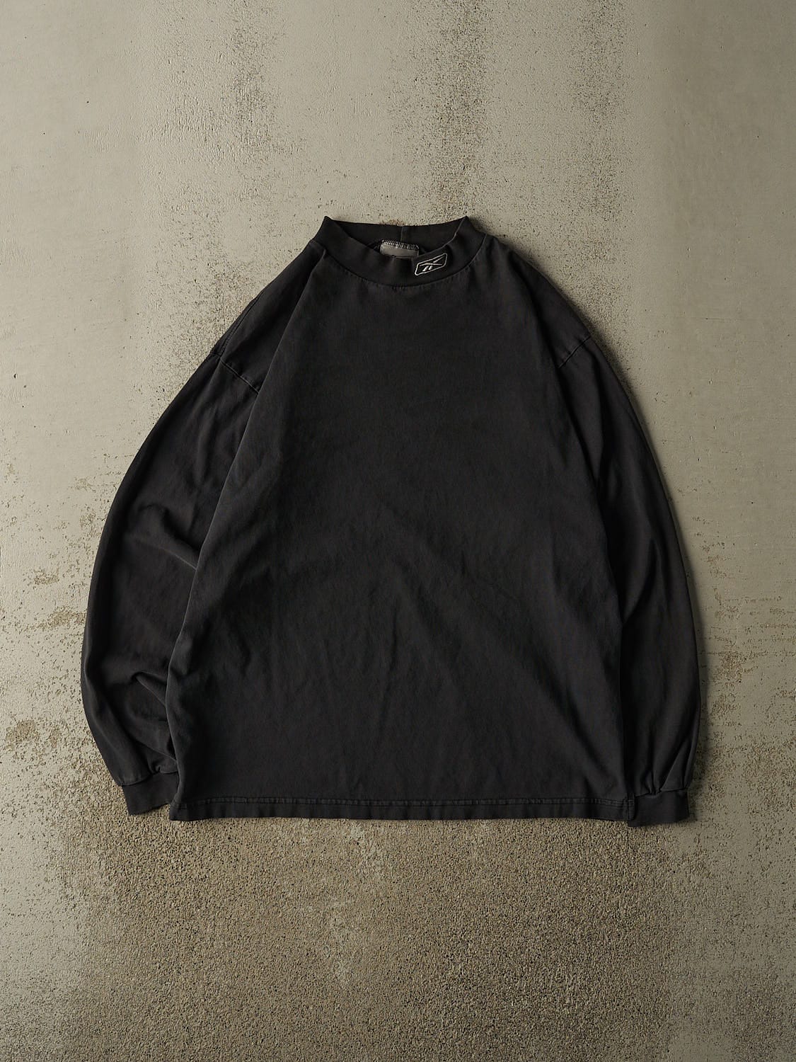 Vintage 90s Faded Black Reebok Mock Neck Long Sleeve (L/XL)