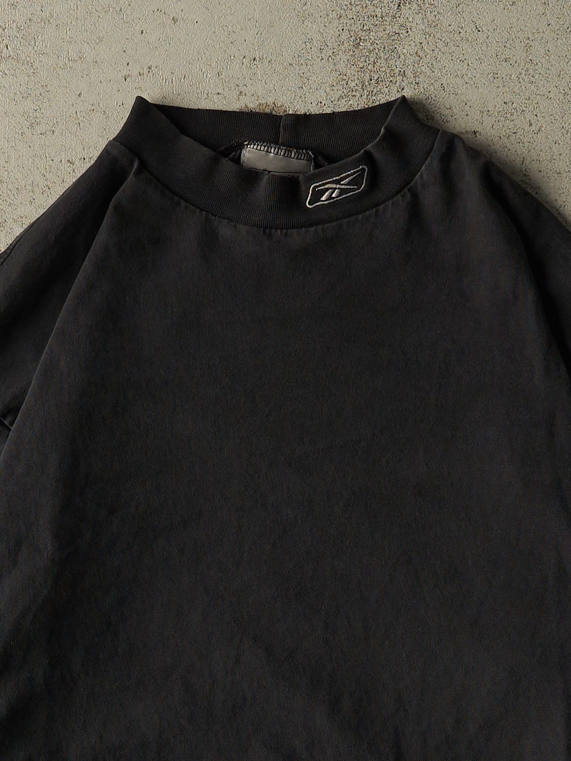 Vintage 90s Faded Black Reebok Mock Neck Long Sleeve (L/XL)