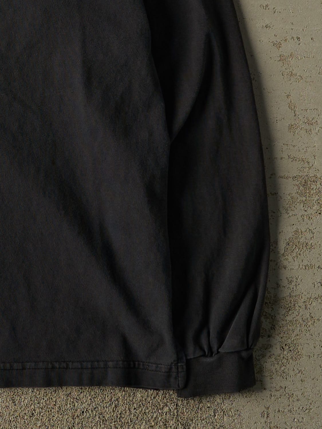 Vintage 90s Faded Black Reebok Mock Neck Long Sleeve (L/XL)