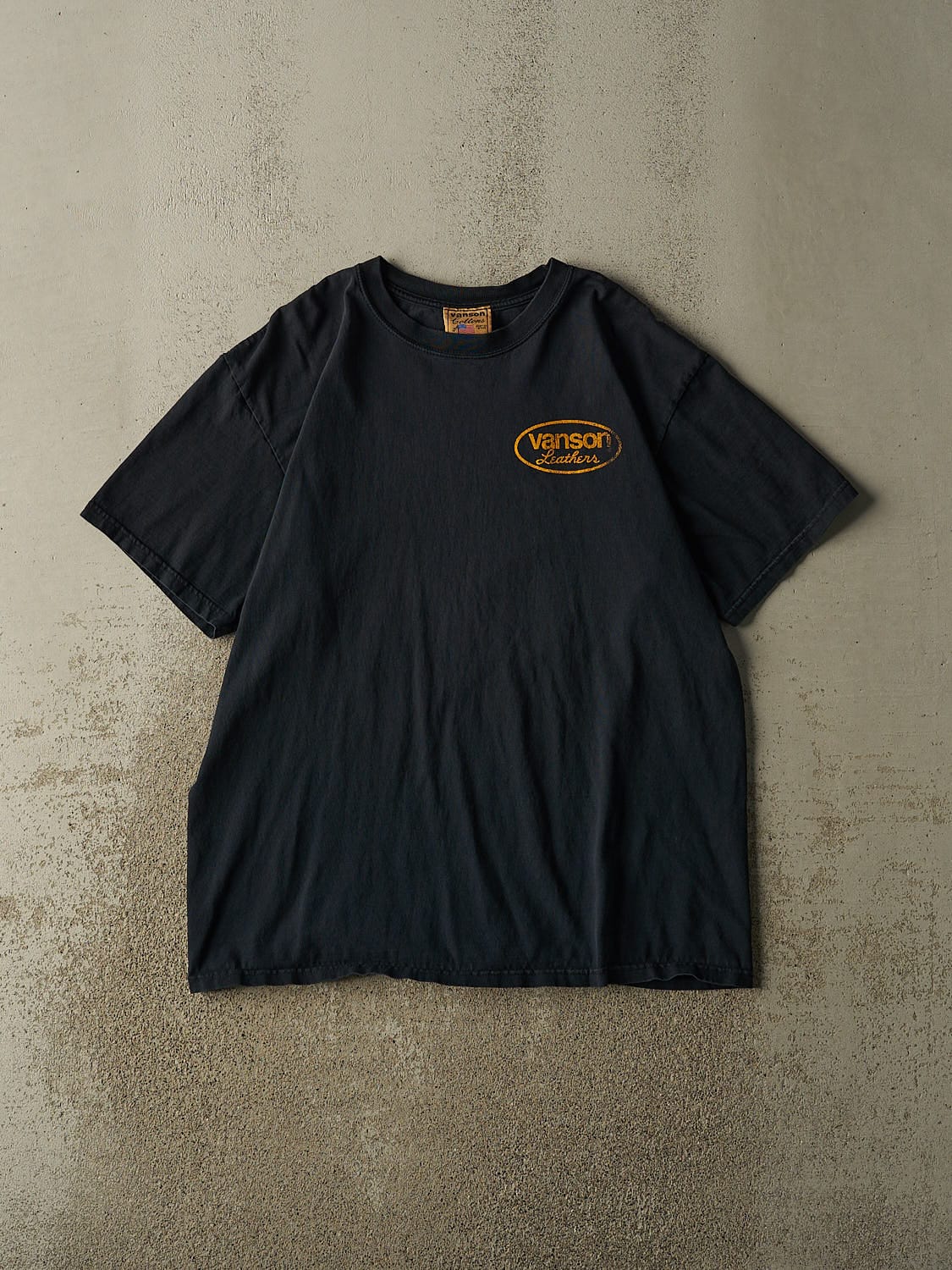Vintage 90s Faded Black Vanson Leathers Tee (L/XL)