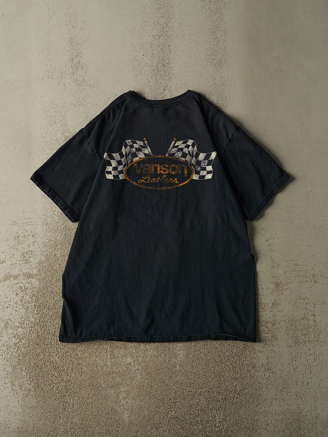 Vintage 90s Faded Black Vanson Leathers Tee (L/XL)