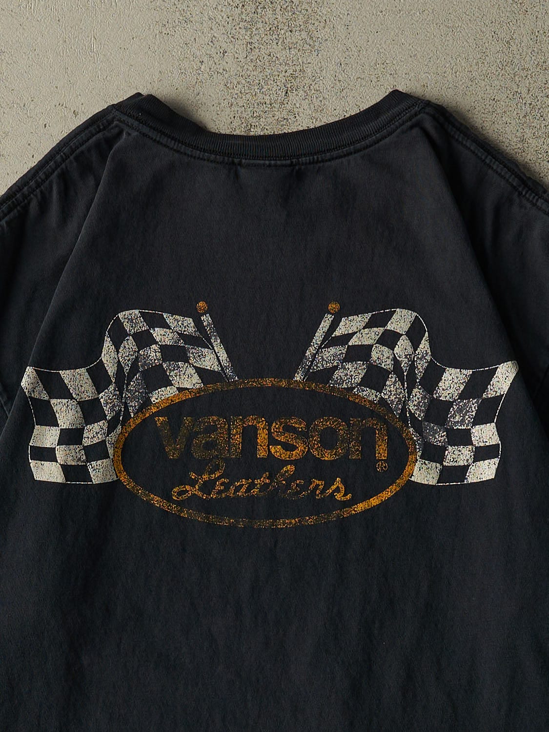 Vintage 90s Faded Black Vanson Leathers Tee (L/XL)