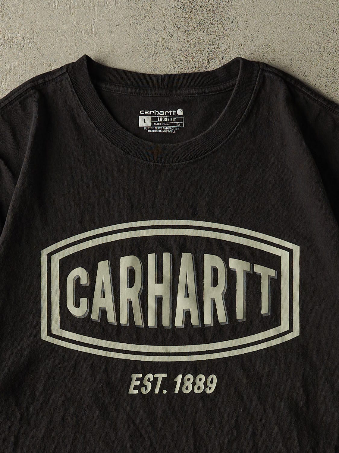 Vintage Y2K Black Carhartt Logo Tee (XL)