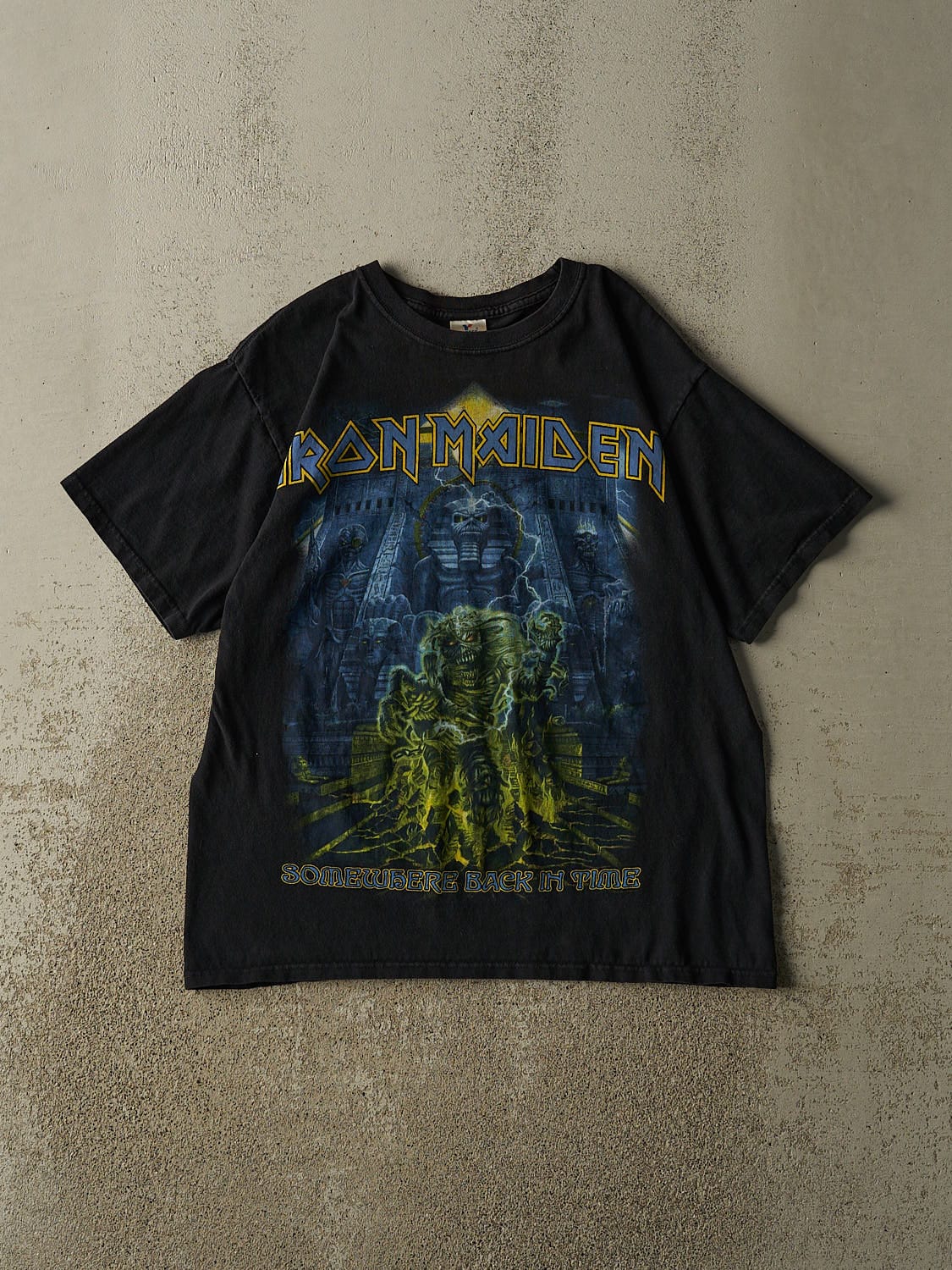 Vintage 04' Faded Black Iron Maiden "Somewhere Back In Time" Tee (M/L)