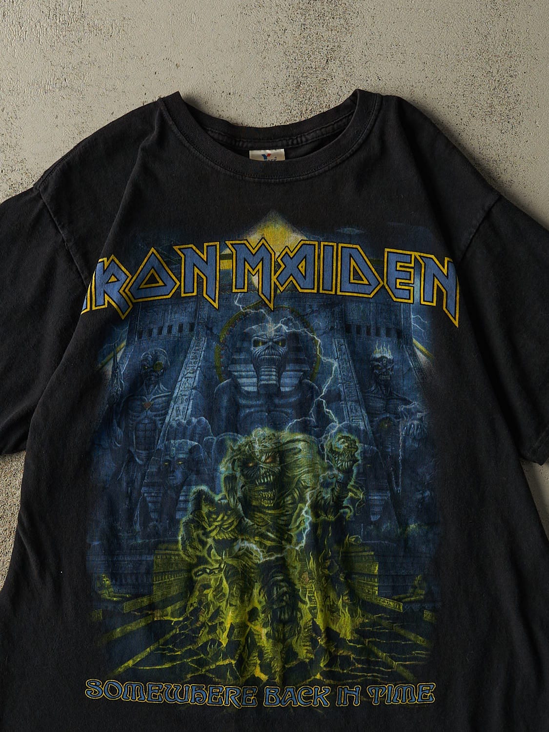 Vintage 04' Faded Black Iron Maiden "Somewhere Back In Time" Tee (M/L)