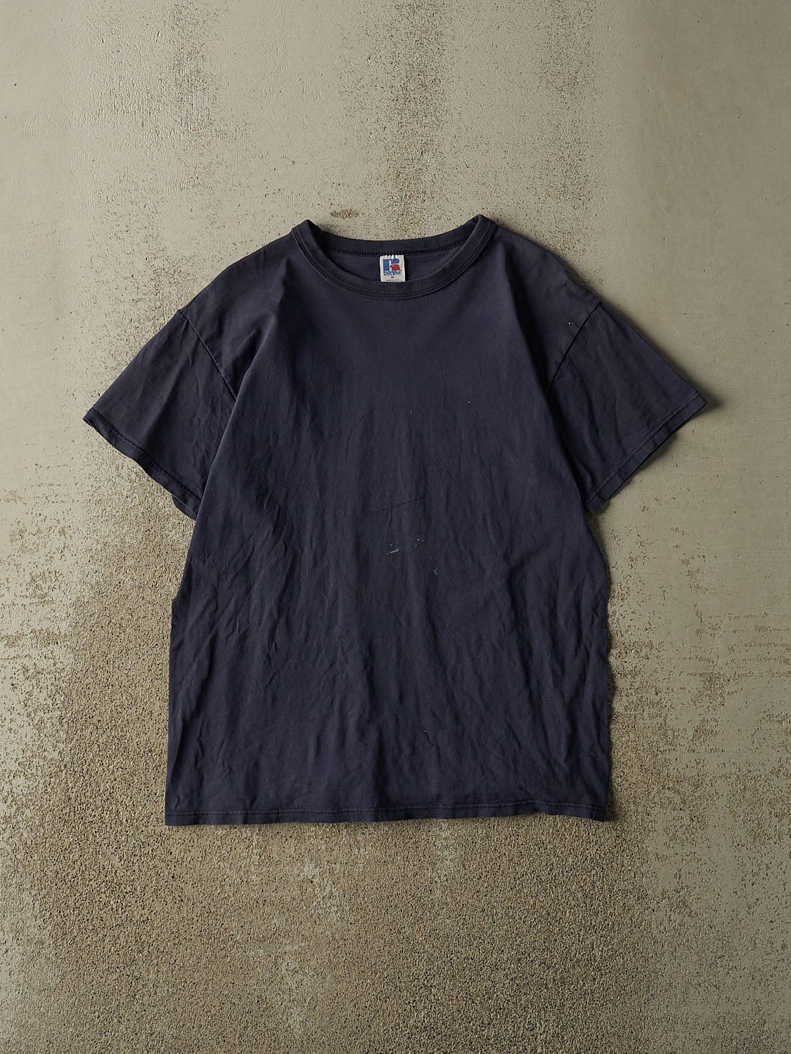Vintage 90s Navy Blue Russell Athletic Blank Tee (S/M)