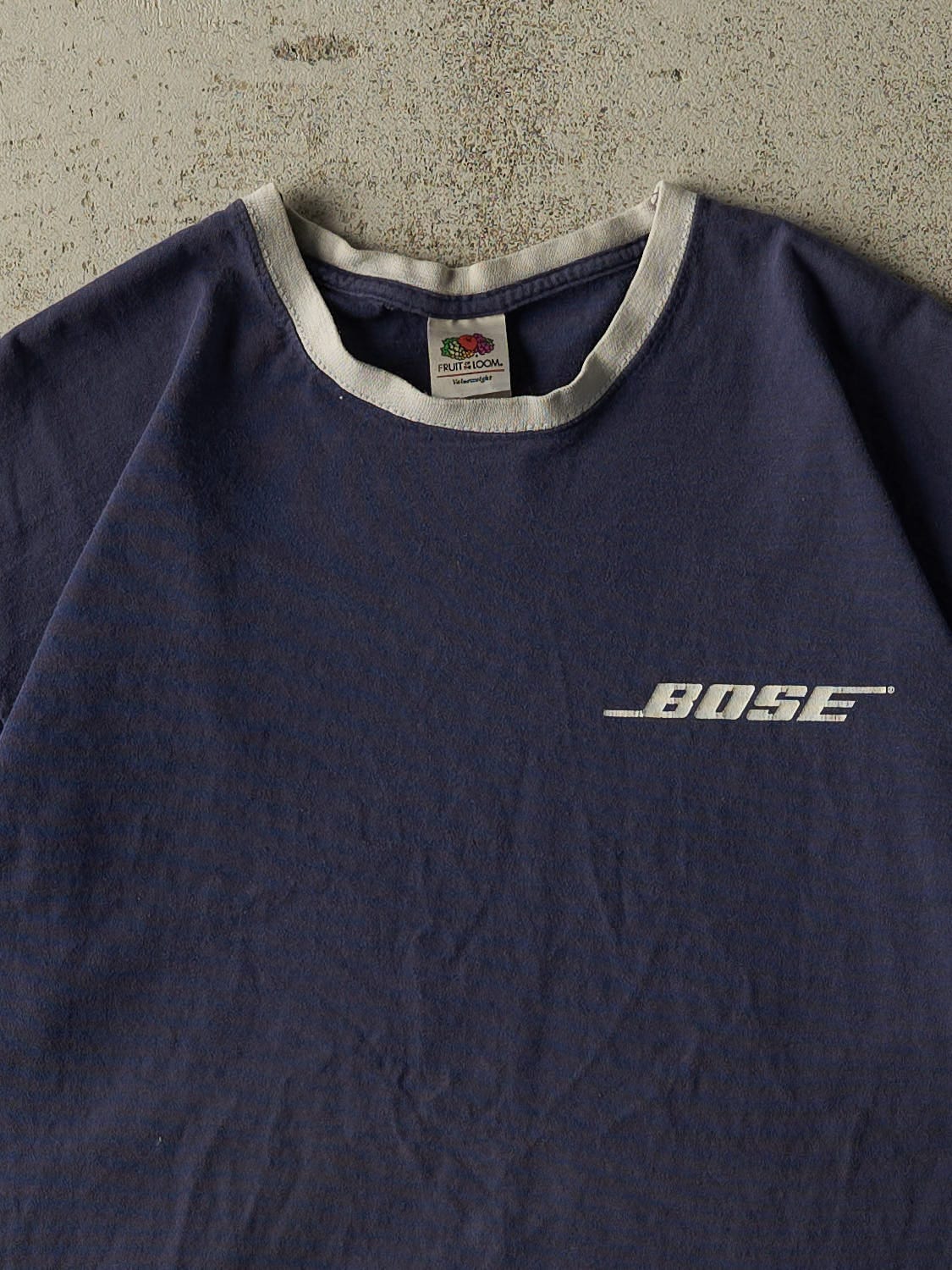 Vintage Y2K Navy Blue Bose Ringer Tee (M)