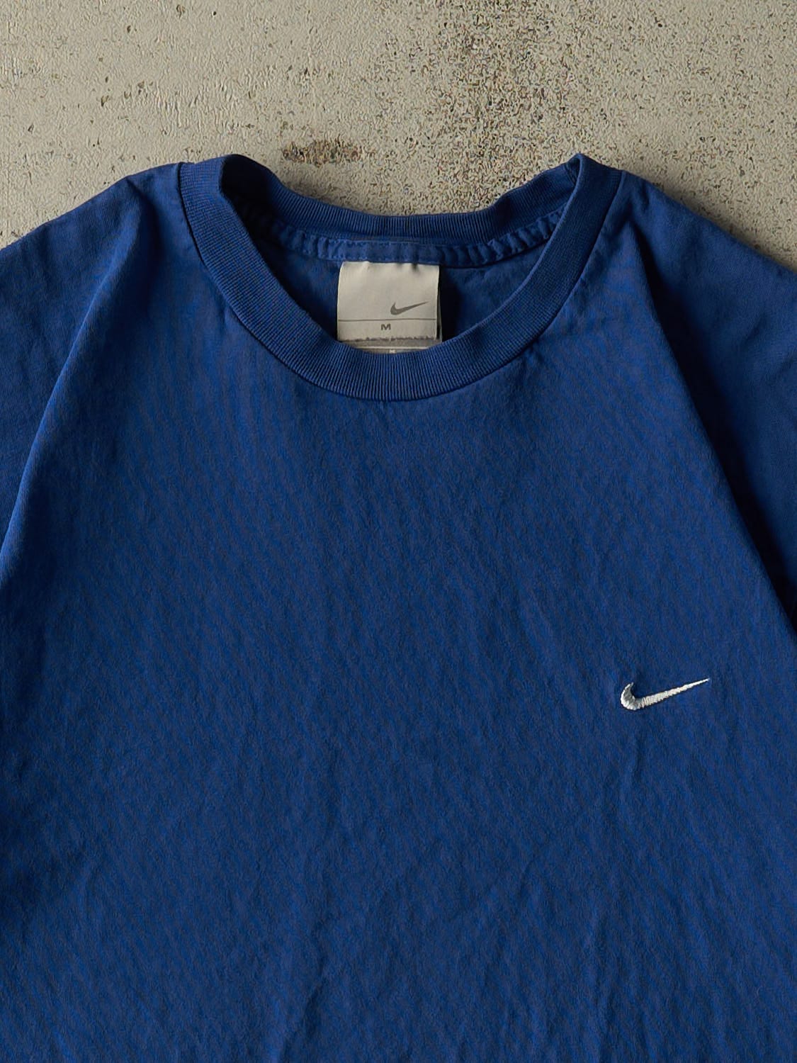 Vintage Y2K Blue Nike Embroidered Swoosh Tee (S/M)