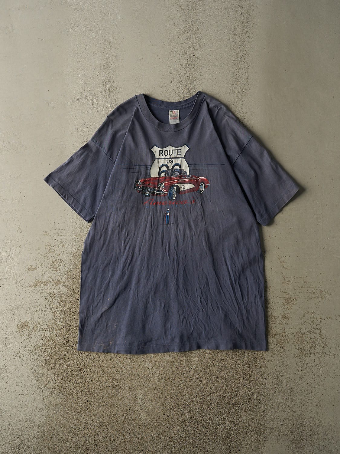 Vintage 90s Slate Blue Route 66 Tee (XXL/XXXL)