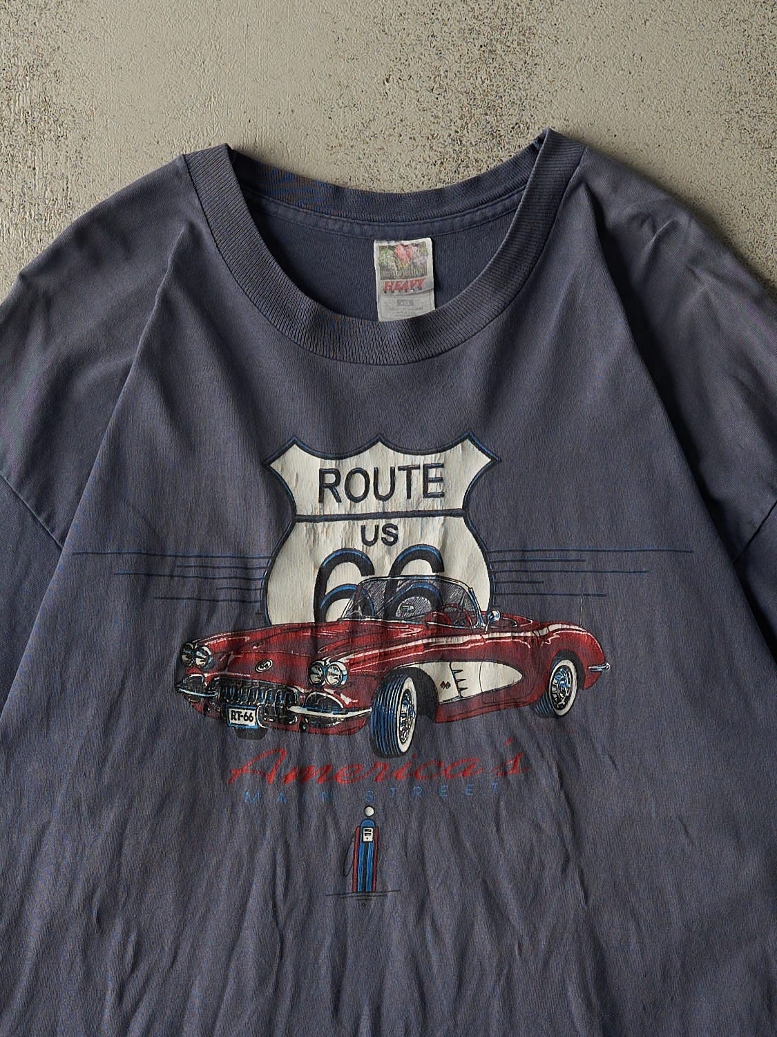 Vintage 90s Slate Blue Route 66 Tee (XXL/XXXL)