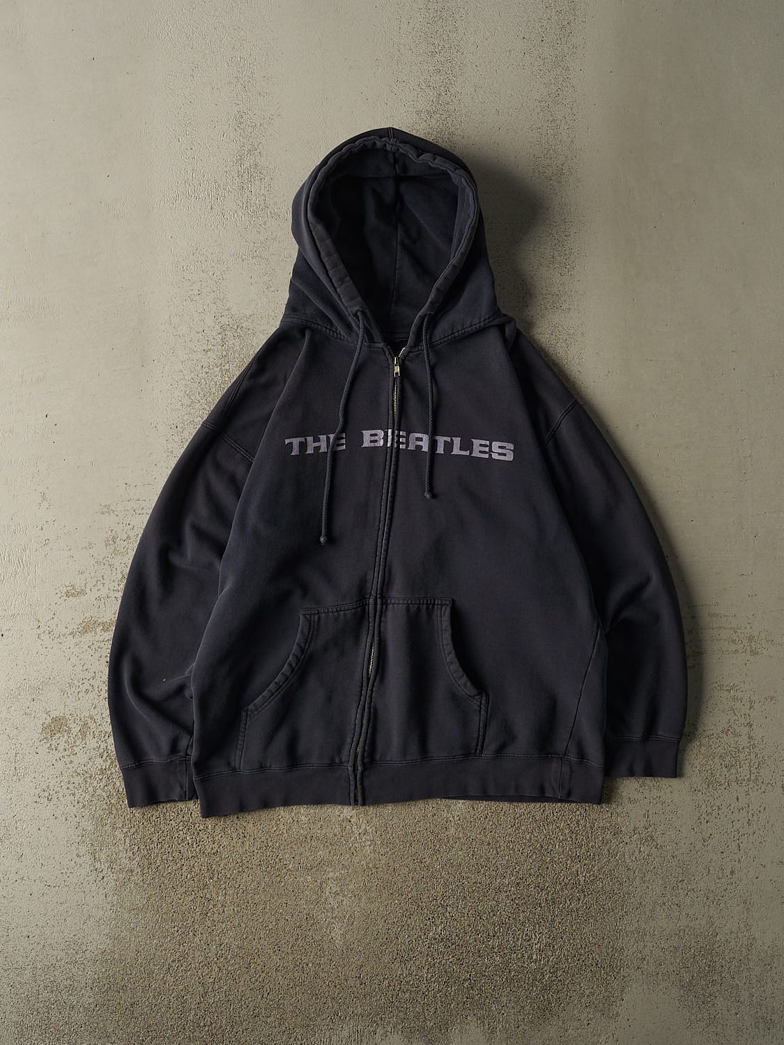 Vintage 90s Navy Blue The Beatles "Help!" Zip Up Hoodie (XL/XXL)