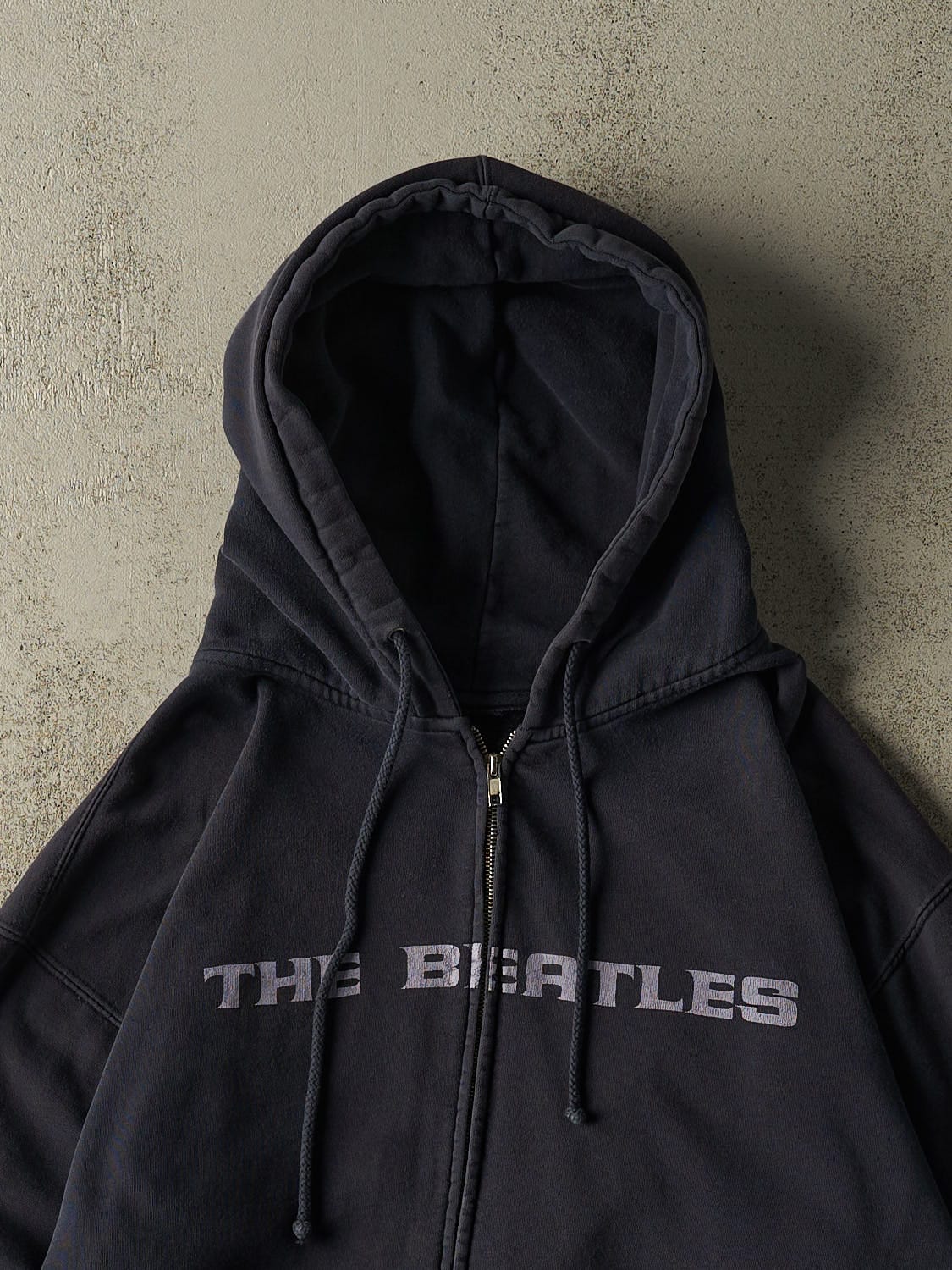 Vintage 90s Navy Blue The Beatles "Help!" Zip Up Hoodie (XL/XXL)